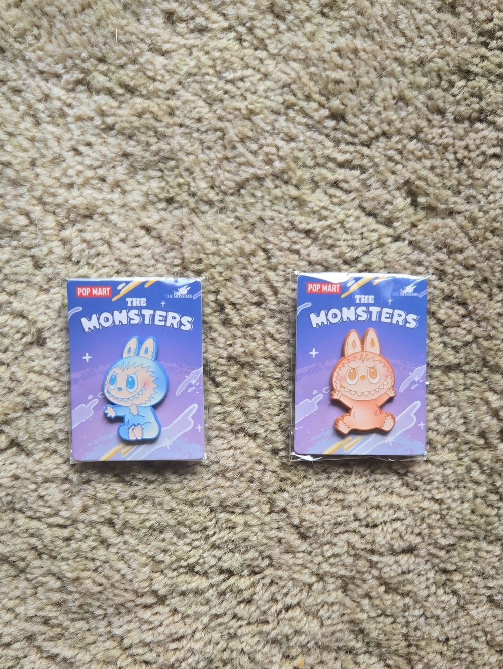 Pop Mart The Monsters Enamel Pin Pair - Blue and Peach